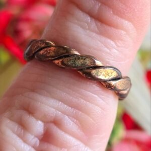 Vintage copper ring size 5.25 Twist hammered design boho rustic